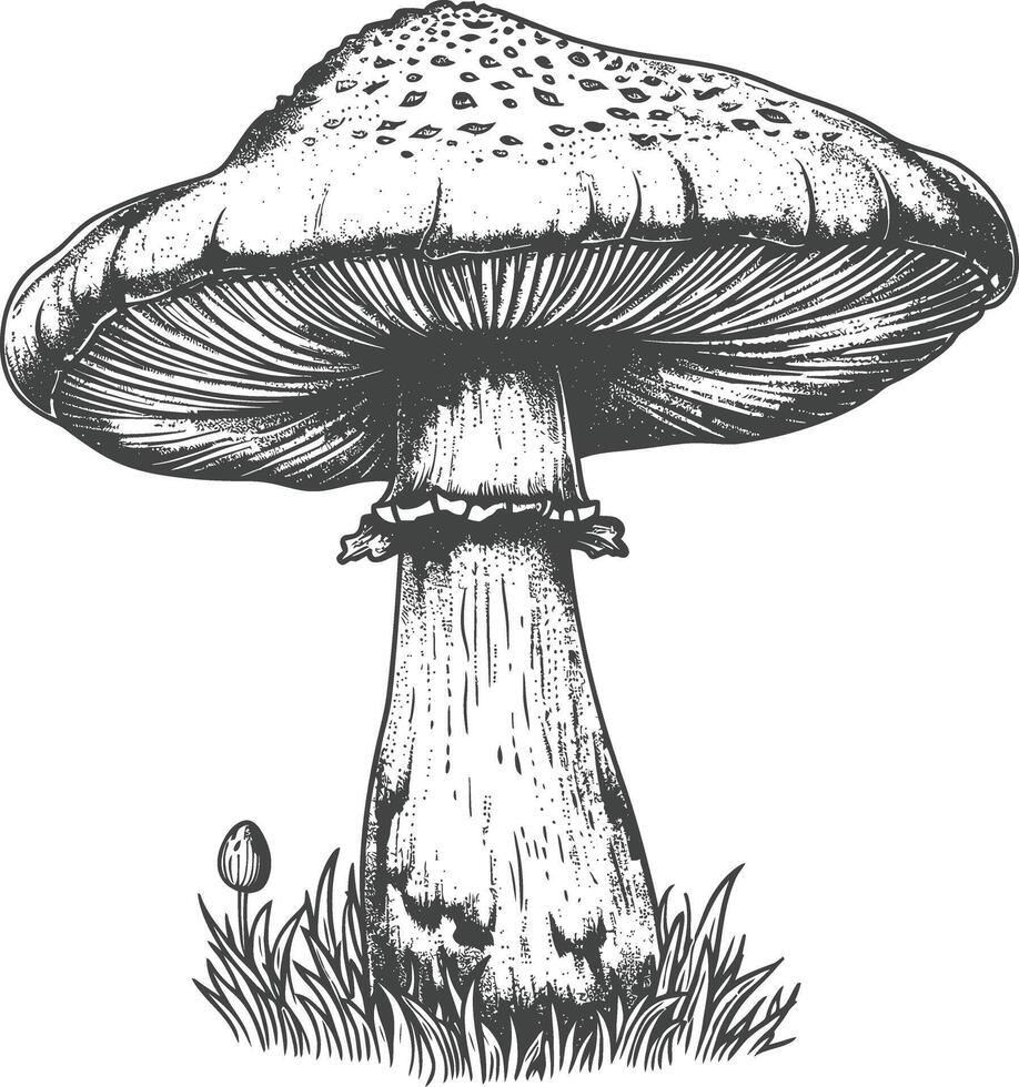 mushroom images using Old engraving style vector