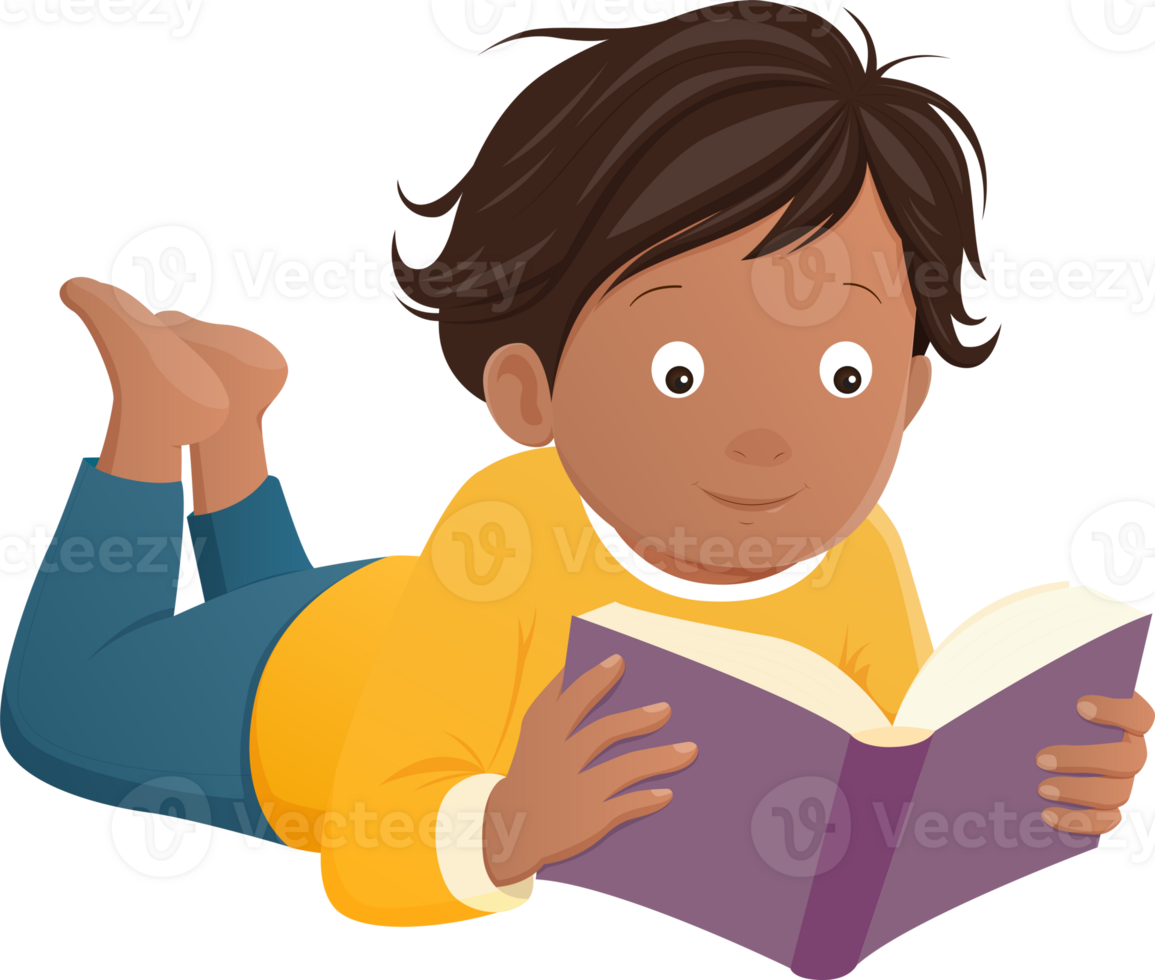 youth children kid reading book cartoon illustration design for decoration world book day read png