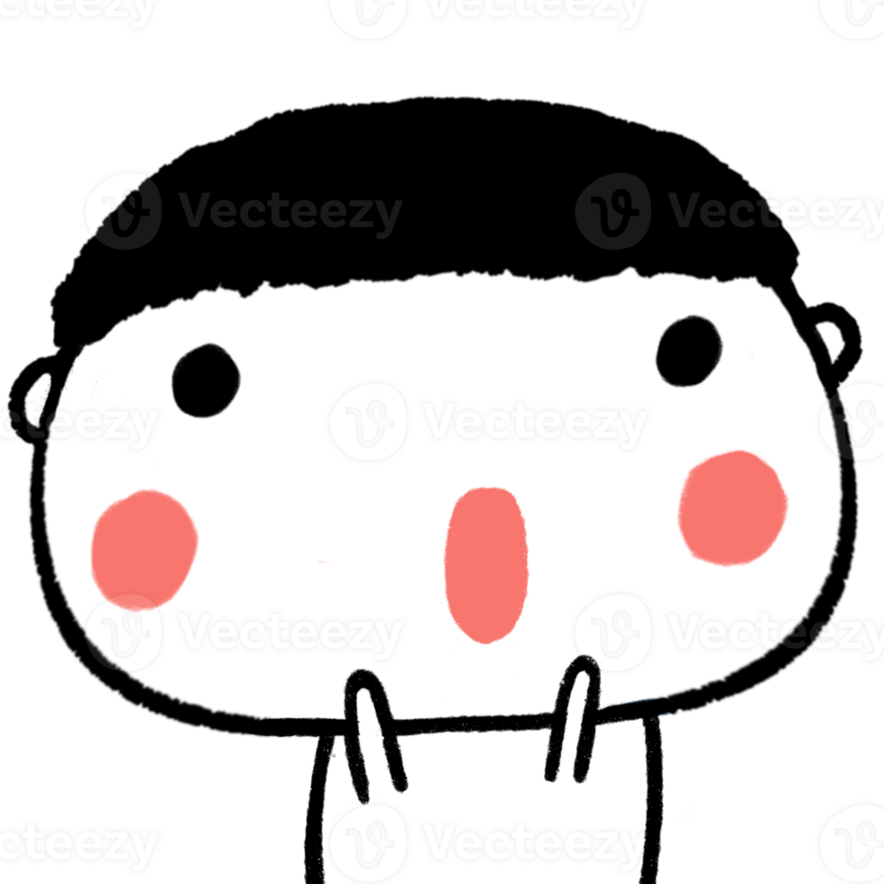 cute doodle boy make surprise face png