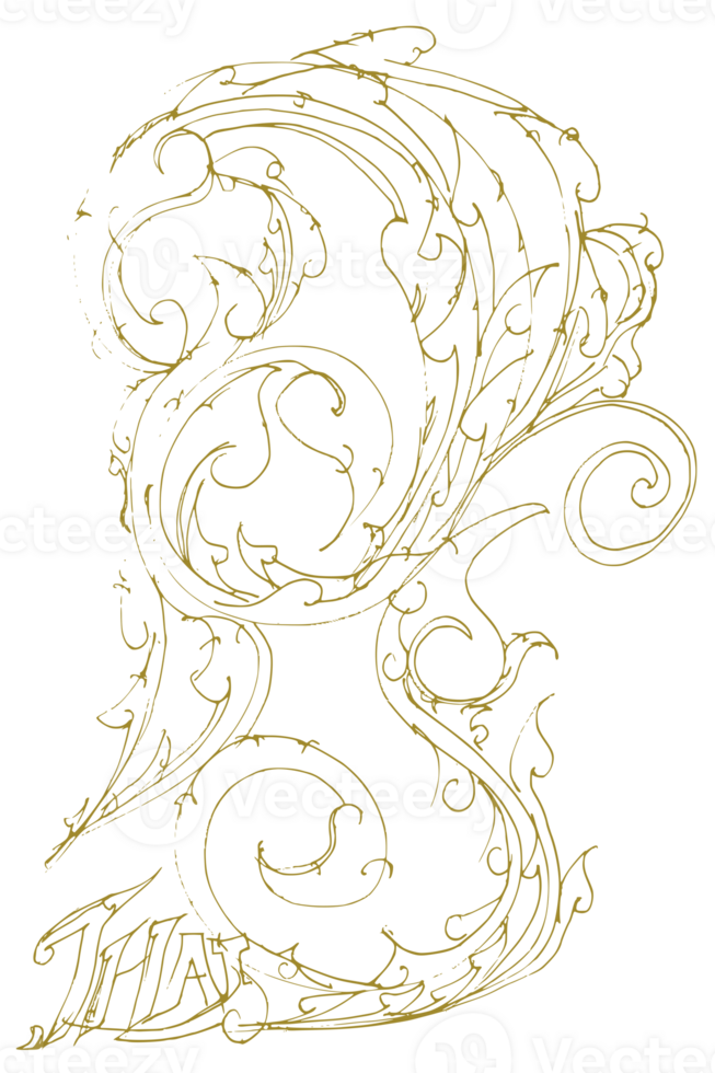 sketch line art pattern Thai style design. png