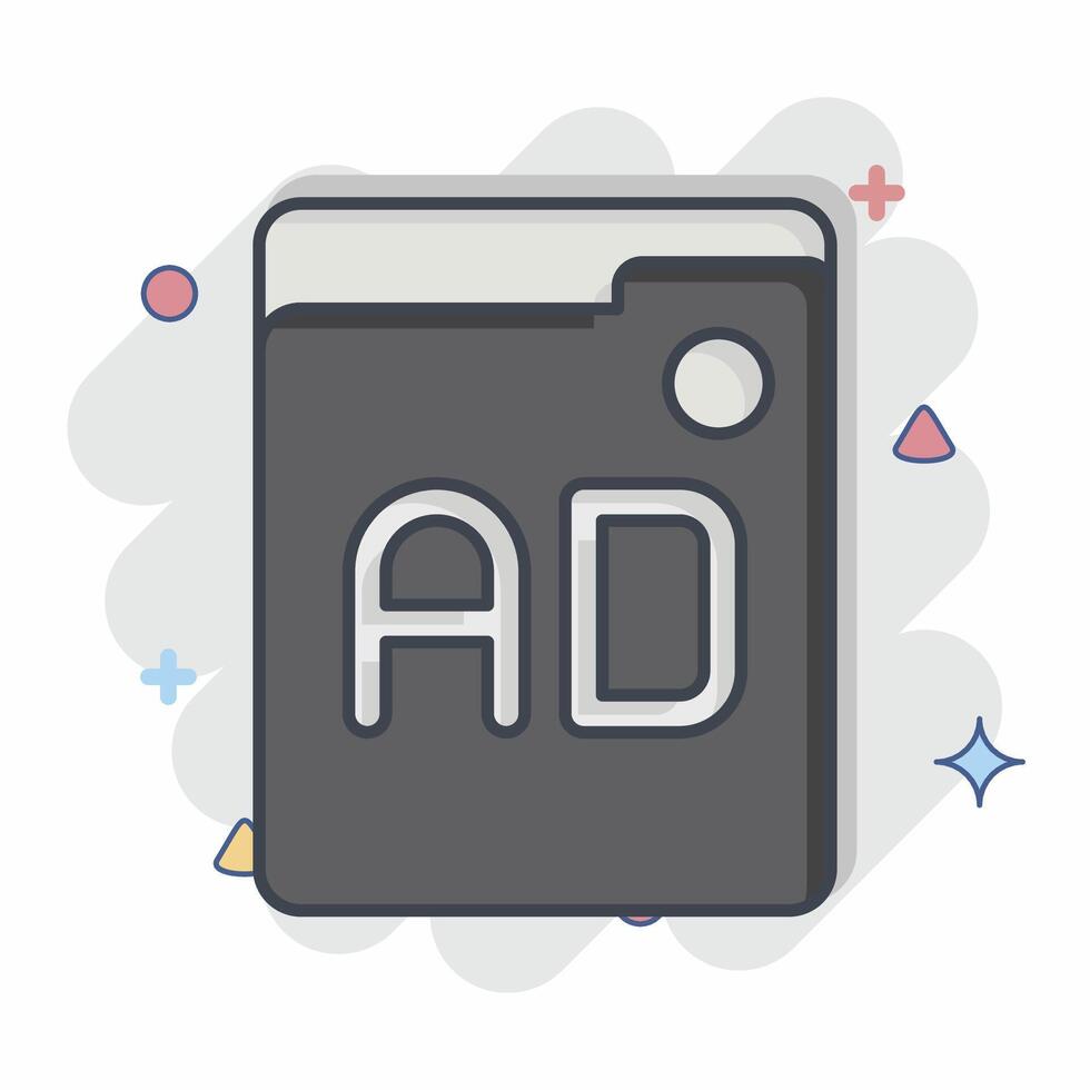 icono anuncios relacionado a en línea juego símbolo. cómic estilo. sencillo diseño ilustración vector