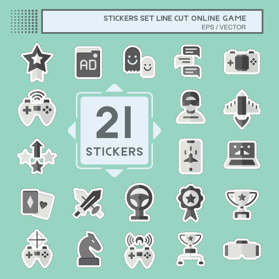 Sticker line cut Set Online Game. related to Hobby symbol. simple design illustration vector