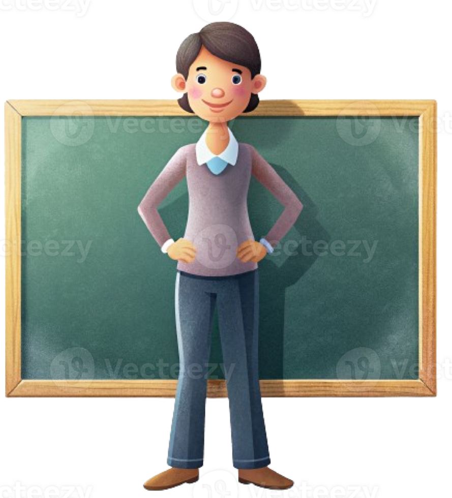 teacher with blackboard png