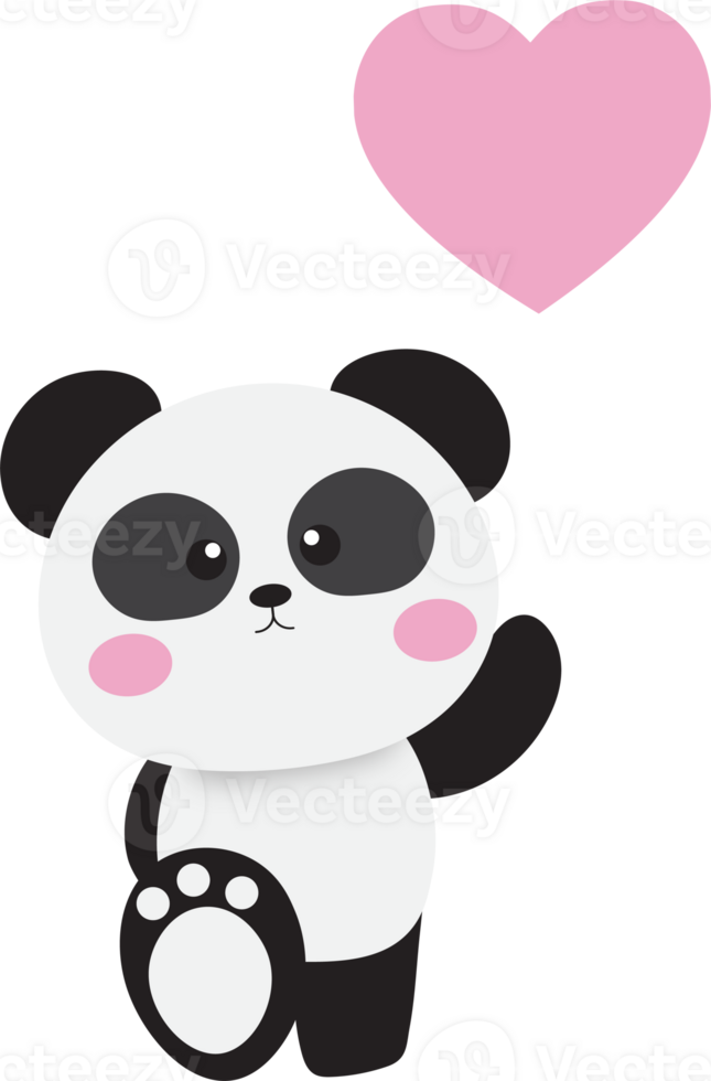 Cute Panda with heart png