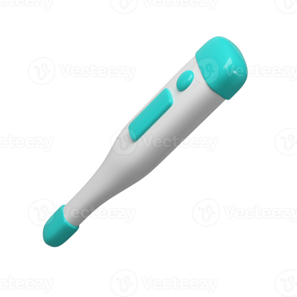 3d medical electronic thermometer icon. Rendering illustration of medical diagnostic instrument to temperature measurement. Cute cartoon design. Healthcare tool png