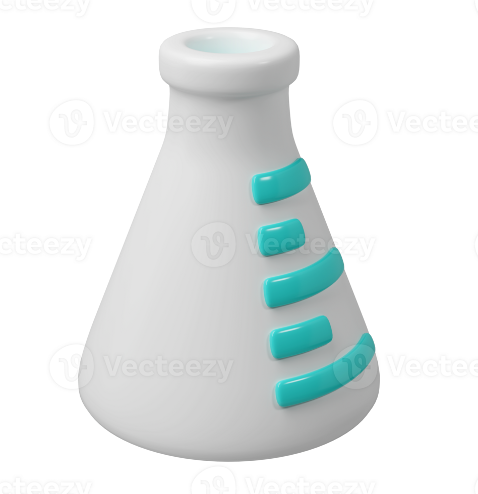 3d medisch wit fles. wetenschappelijk technologie laboratorium, biotechnologie, chemie, wetenschap concept. modieus en modern tekenfilm stijl png