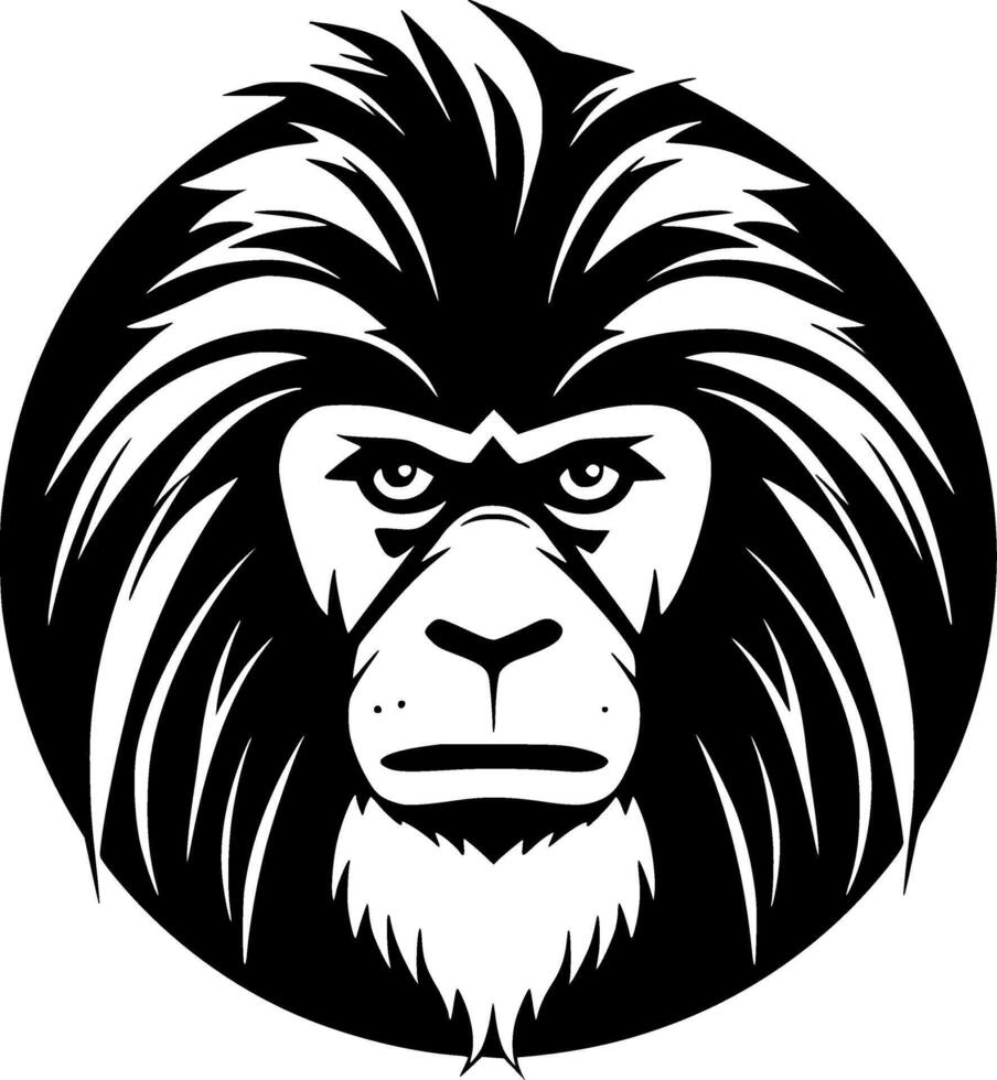 Baboon, Black and White illustration vector