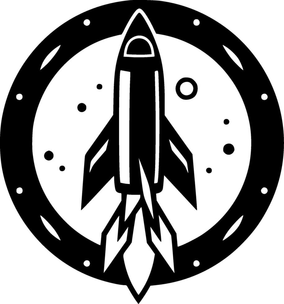 Rocket, Black and White illustration vector