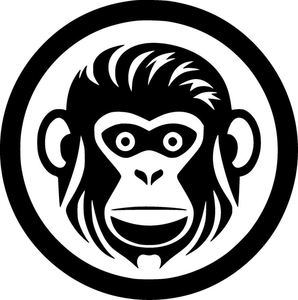 Monkey, Black and White illustration vector