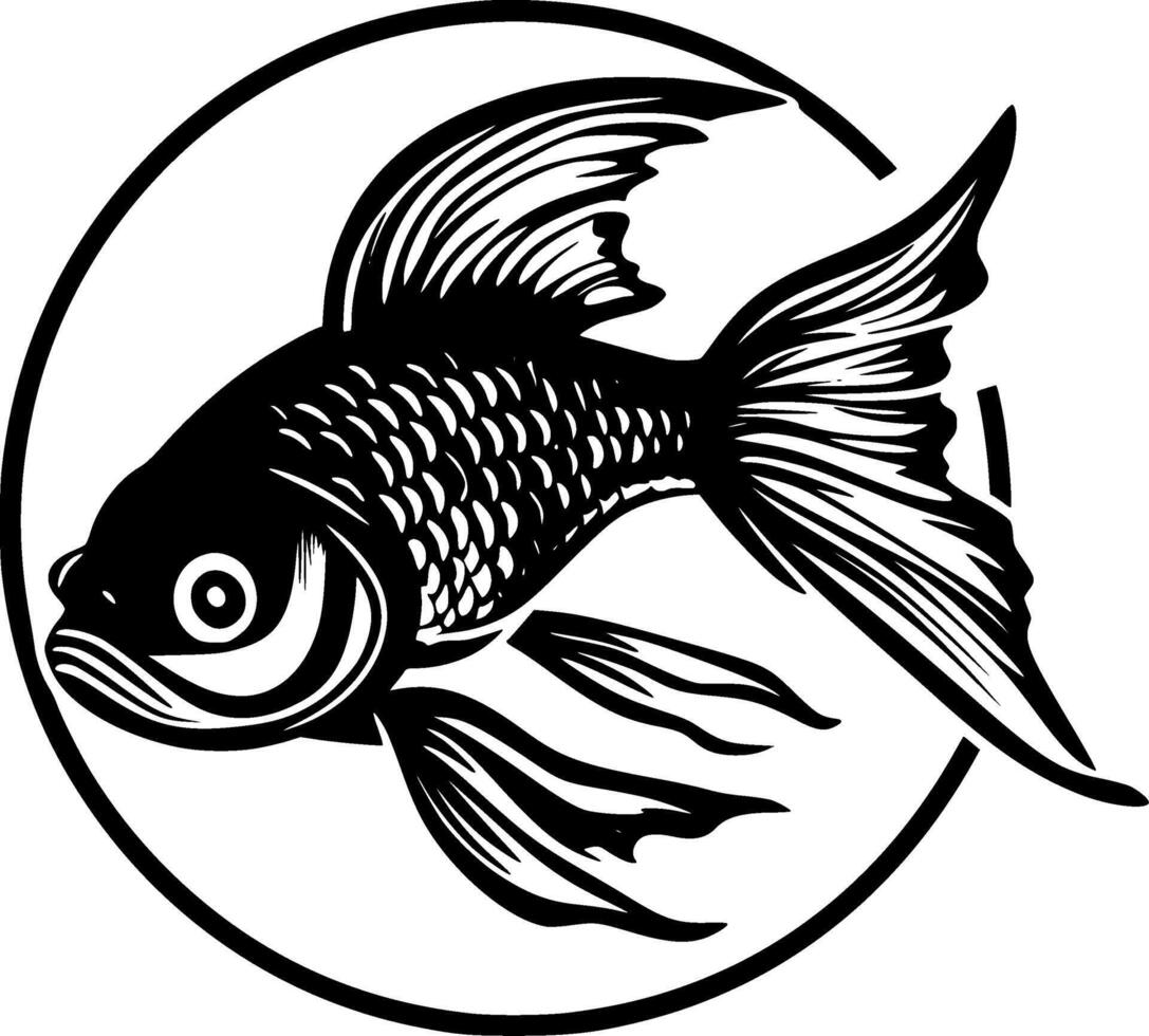 Goldfish - Black and White Isolated Icon - illustration vector