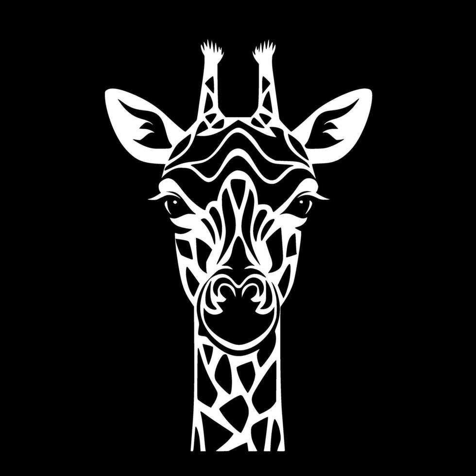Giraffe - Black and White Isolated Icon - illustration vector