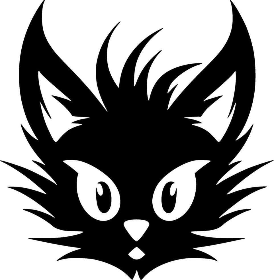 gato - negro y blanco aislado icono - ilustración vector