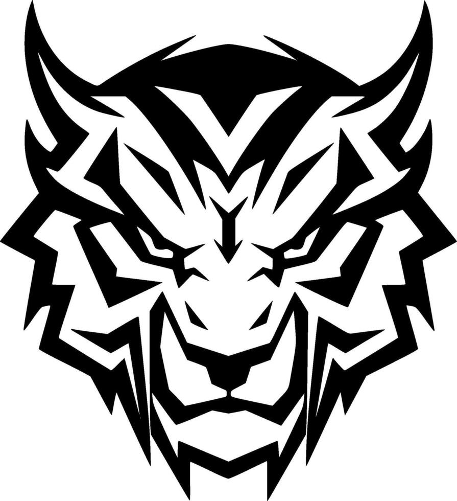 Tigre - negro y blanco aislado icono - ilustración vector