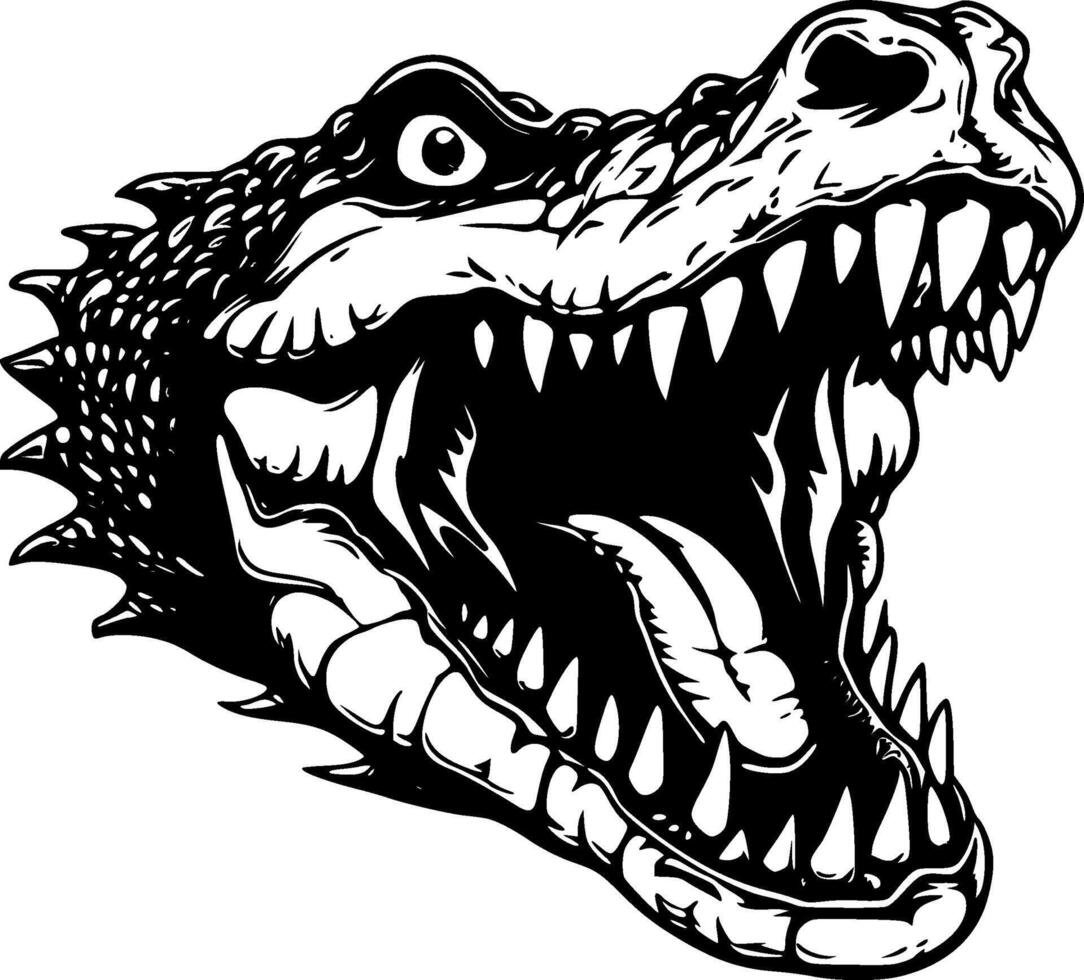 Crocodile, Black and White illustration vector