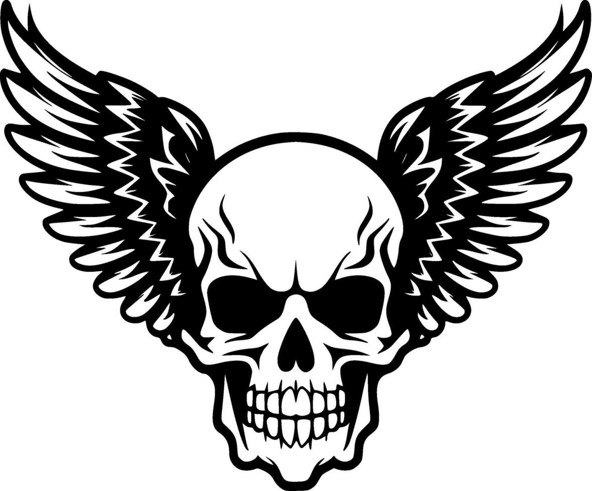 Skull With Wings, Minimalist and Simple Silhouette - illustration vector