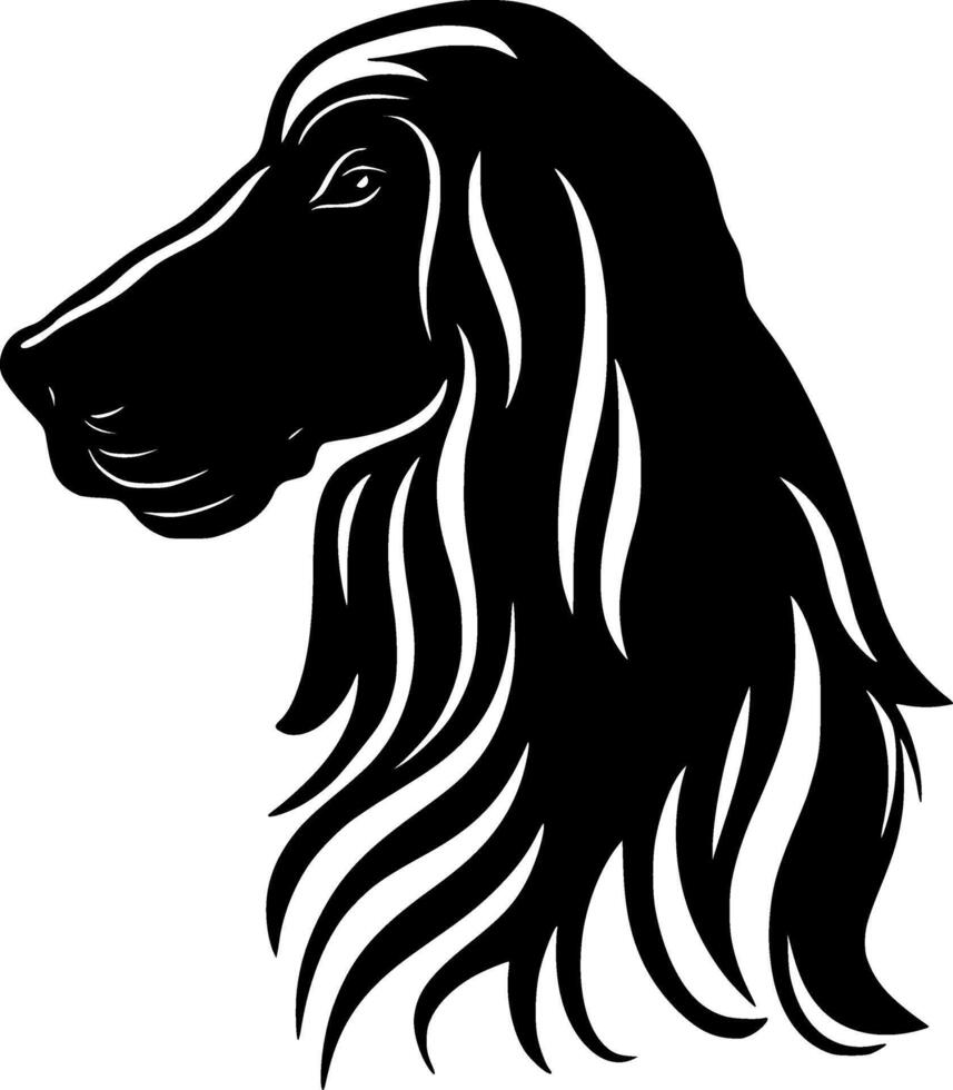 Afghan Hound - Black and White Isolated Icon - illustration vector