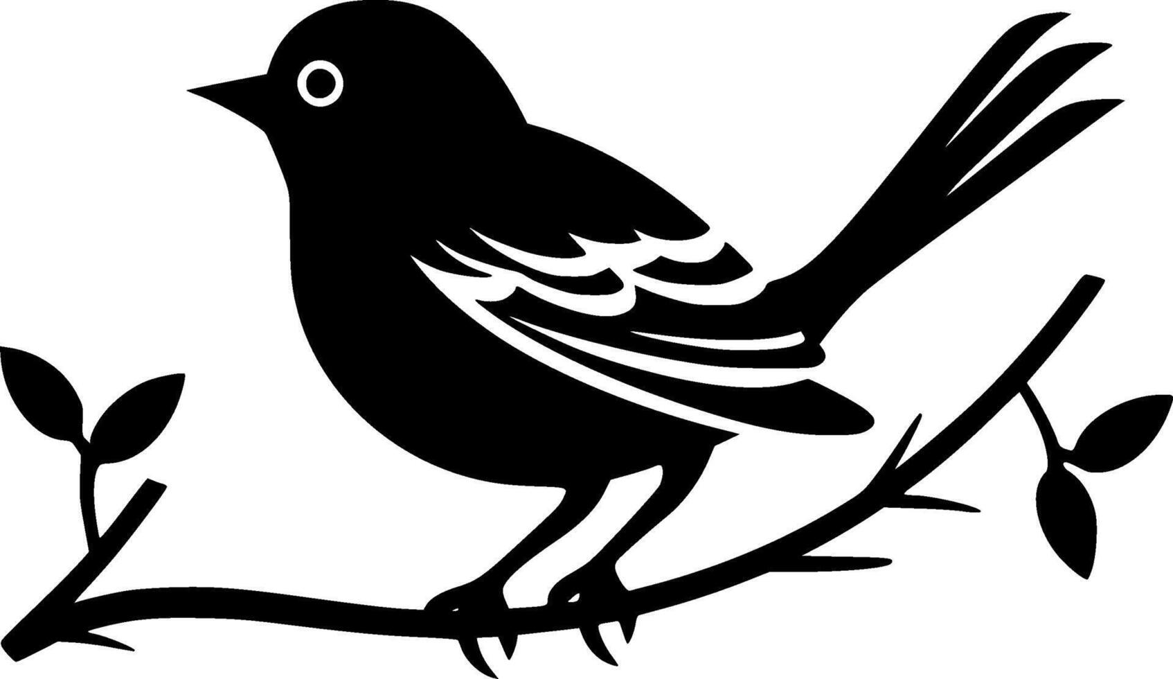 Robin pájaro, negro y blanco ilustración vector