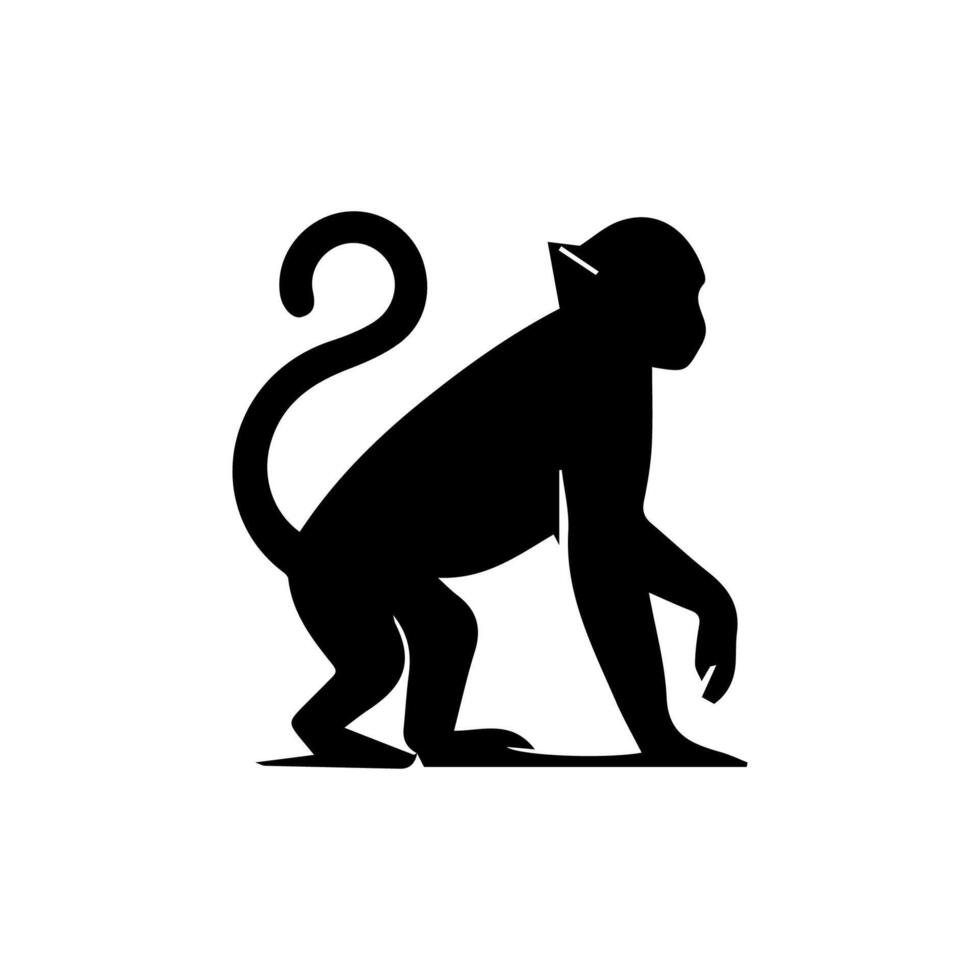 Silhuette monkey animal images and white background vector