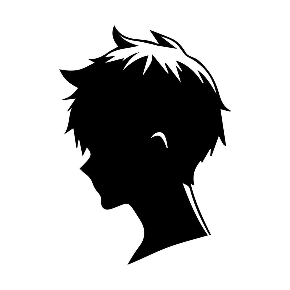 Anime head silhouette illustration with the object of a cool young man vector