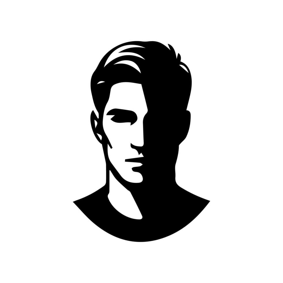 A sleek silhouette profile of a man against a contrasting background vector