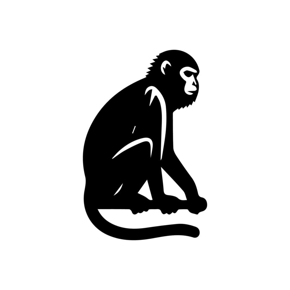 Silhuette monkey animal images and white background vector