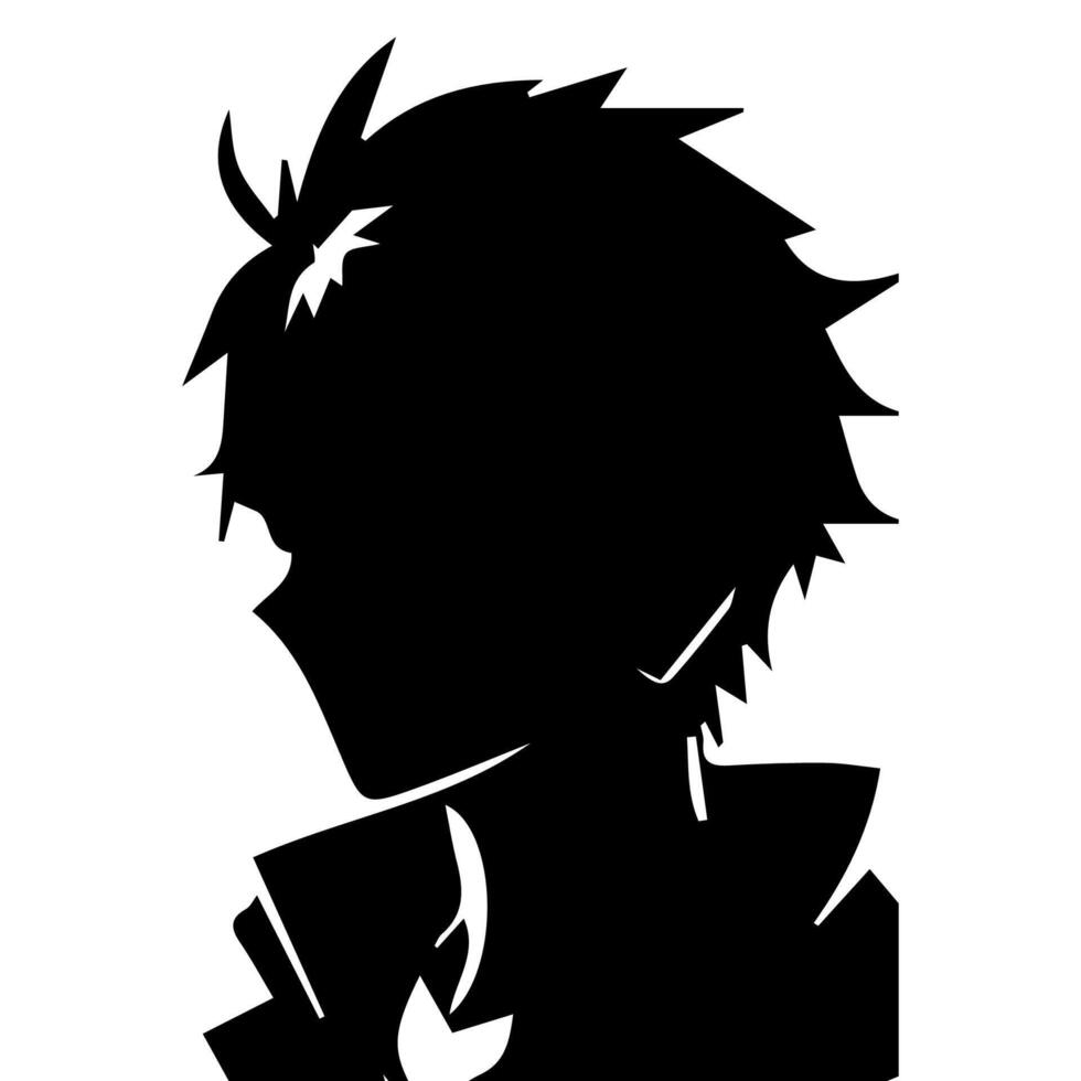 Anime Head silhouette, man anime style vector