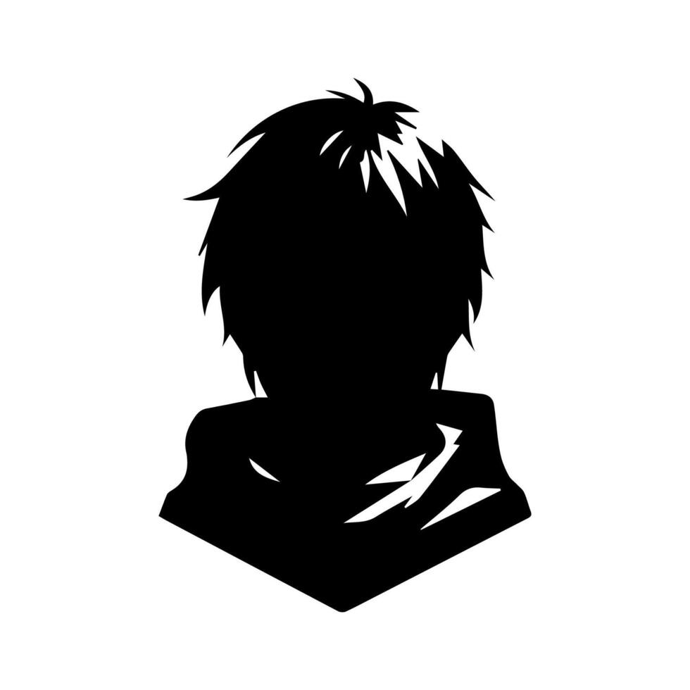 Anime head silhouette illustration with the object of a cool young man vector