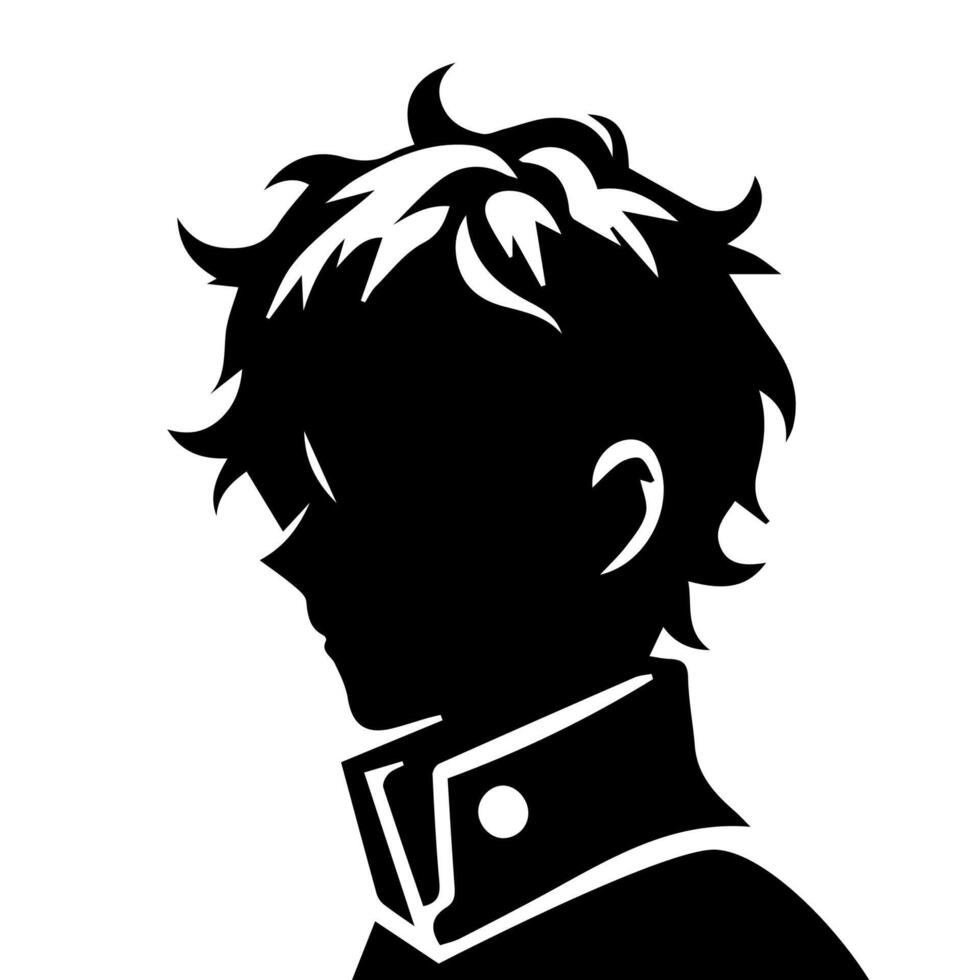 Anime head silhouette illustration with the object of a cool young man vector