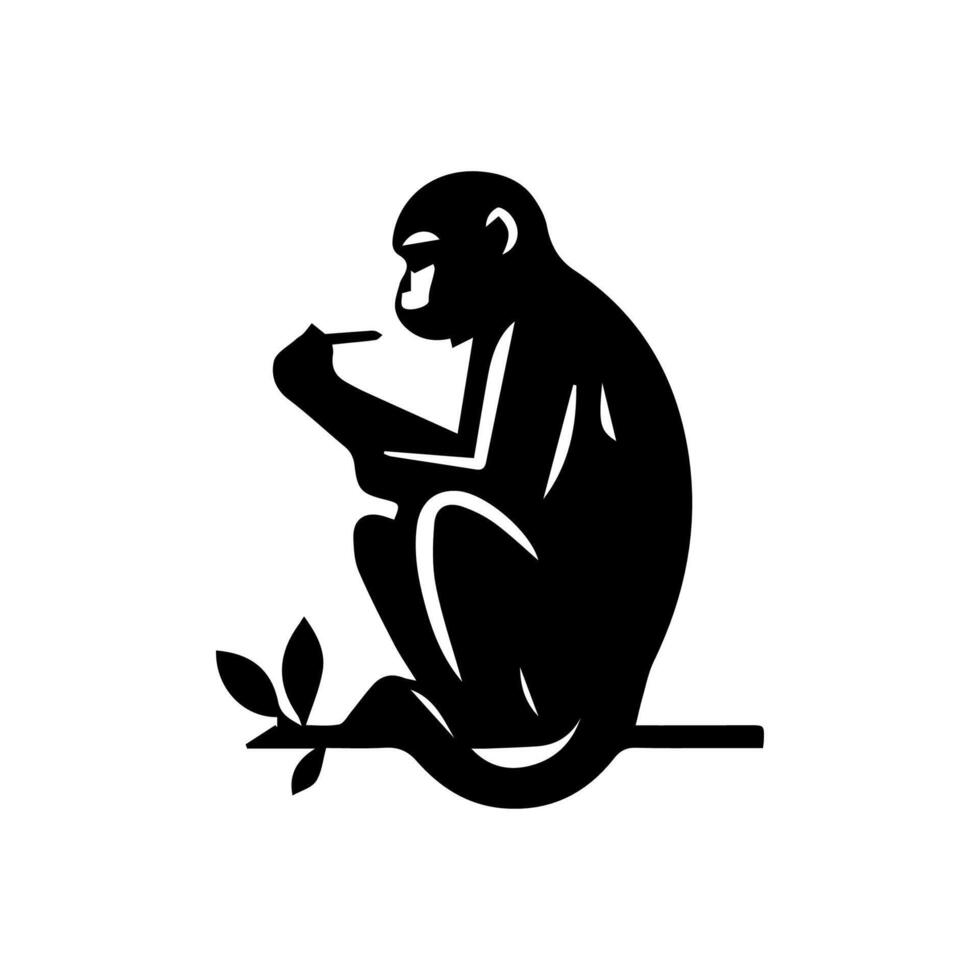 Silhuette monkey animal images and white background vector