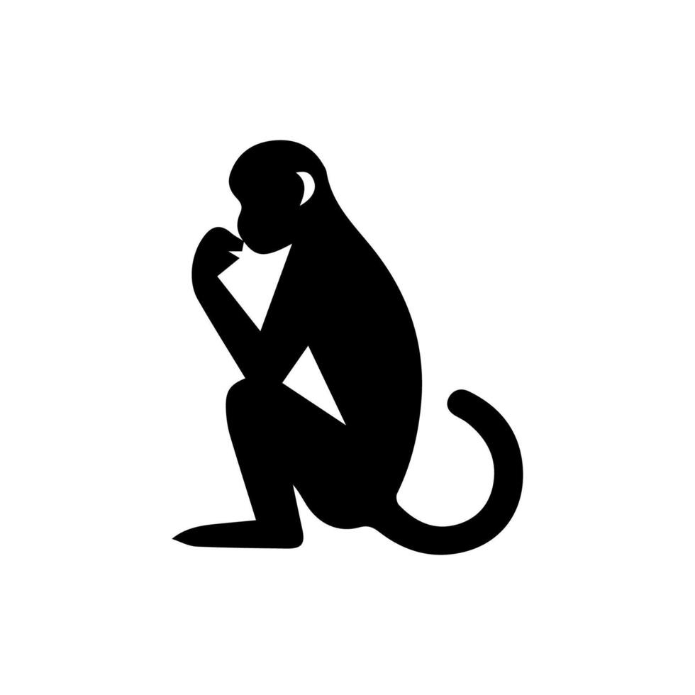 Silhuette monkey animal images and white background vector