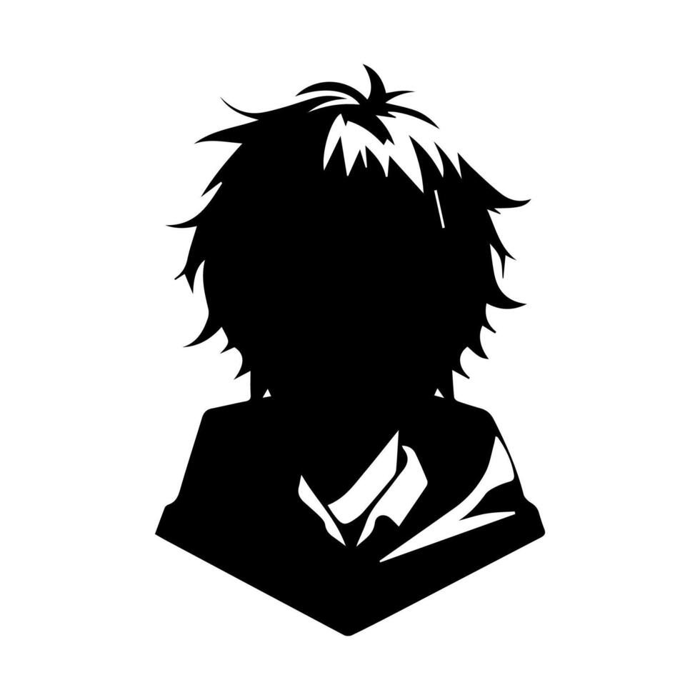 Anime head silhouette illustration with the object of a cool young man vector