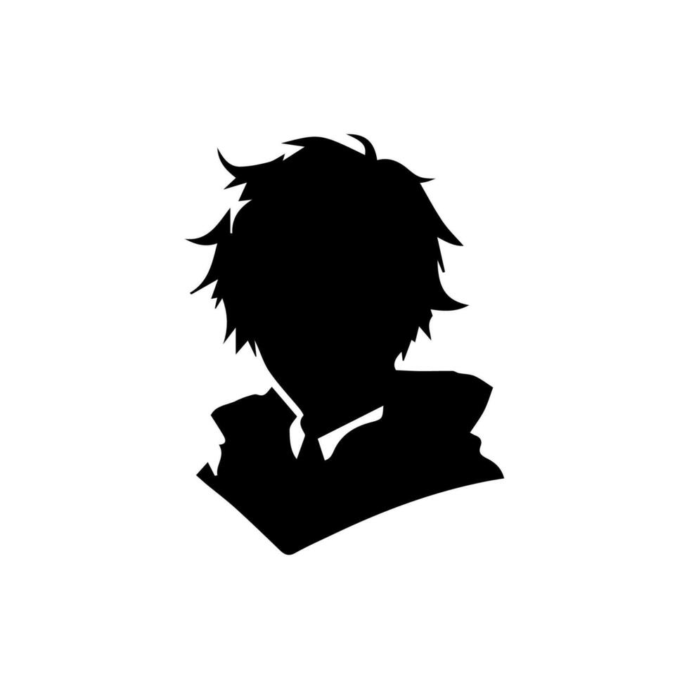 Anime head silhouette illustration with the object of a cool young man vector