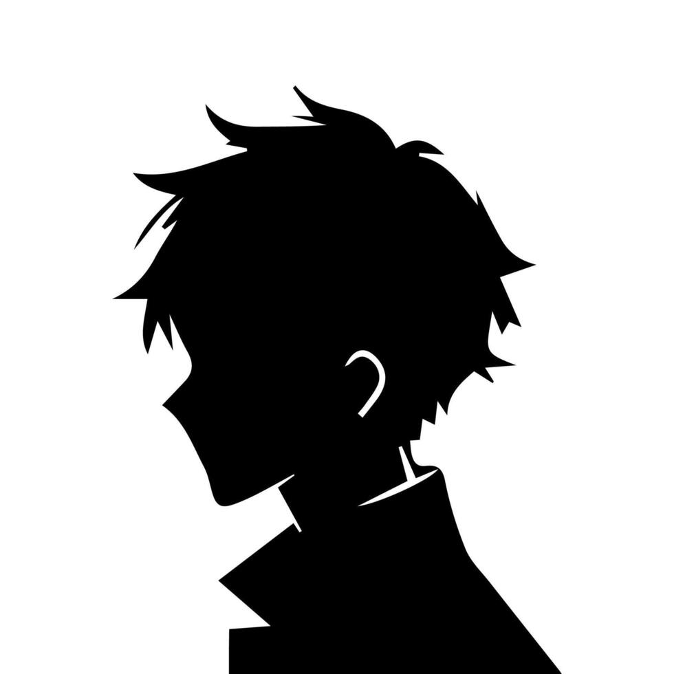 Anime Head silhouette, man anime style vector