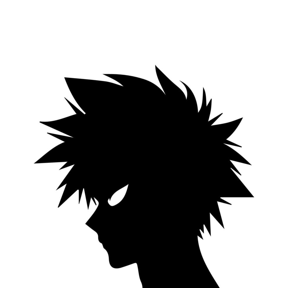 Anime head silhouette illustration with the object of a cool young man vector