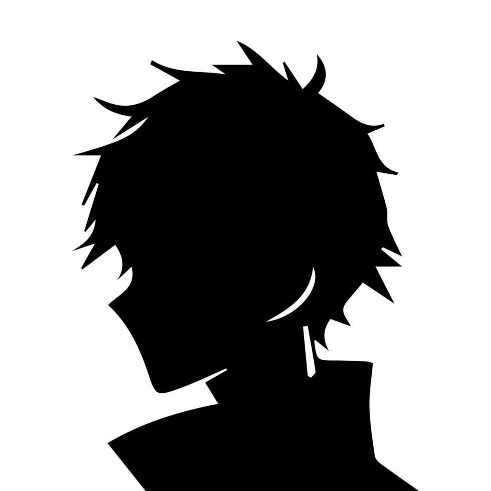 Anime Head silhouette, man anime style vector