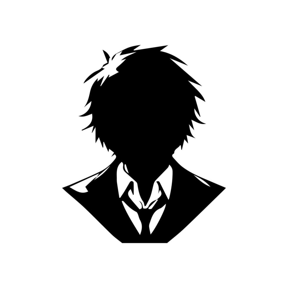 Anime head silhouette illustration with the object of a cool young man vector