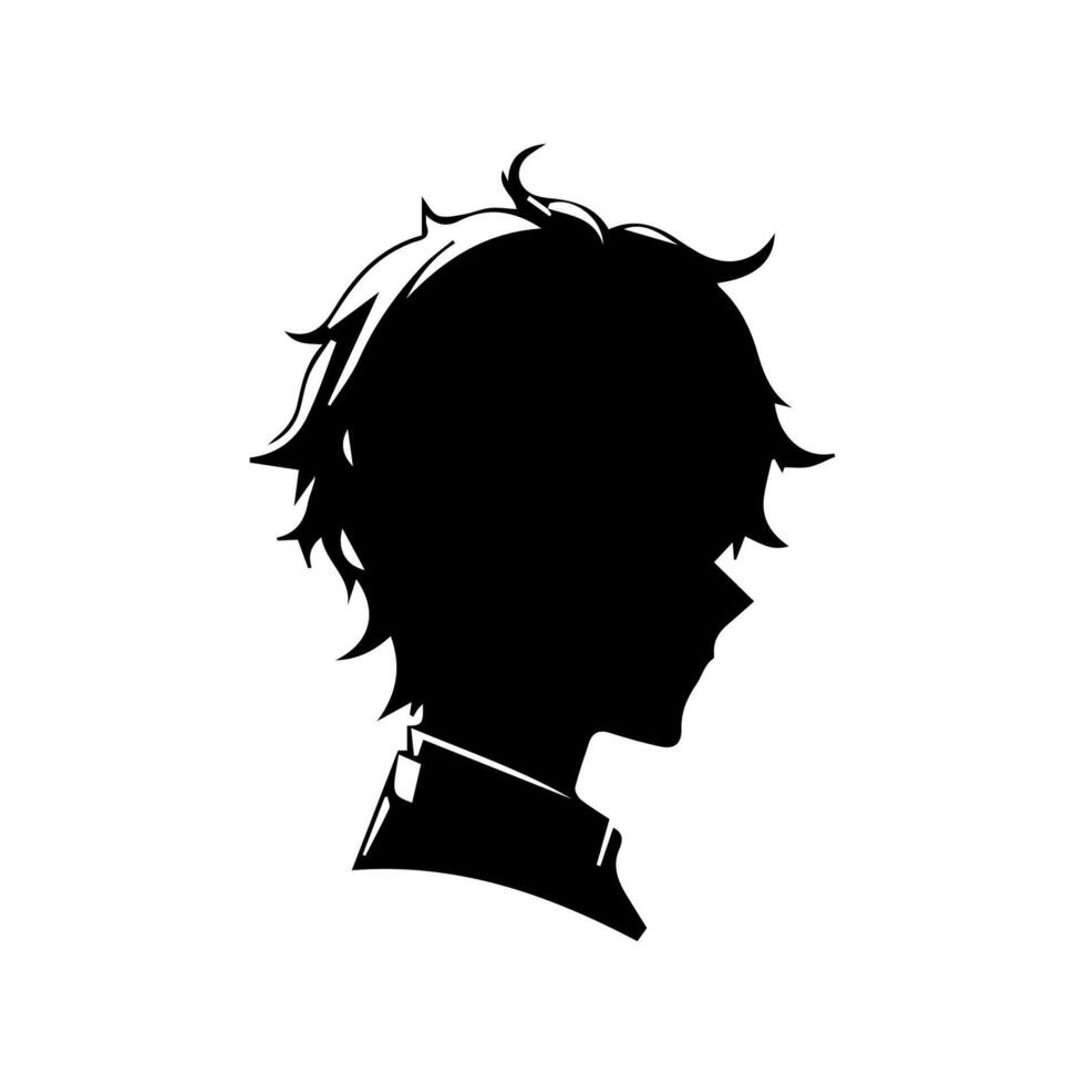 Anime Head silhouette, man anime style vector