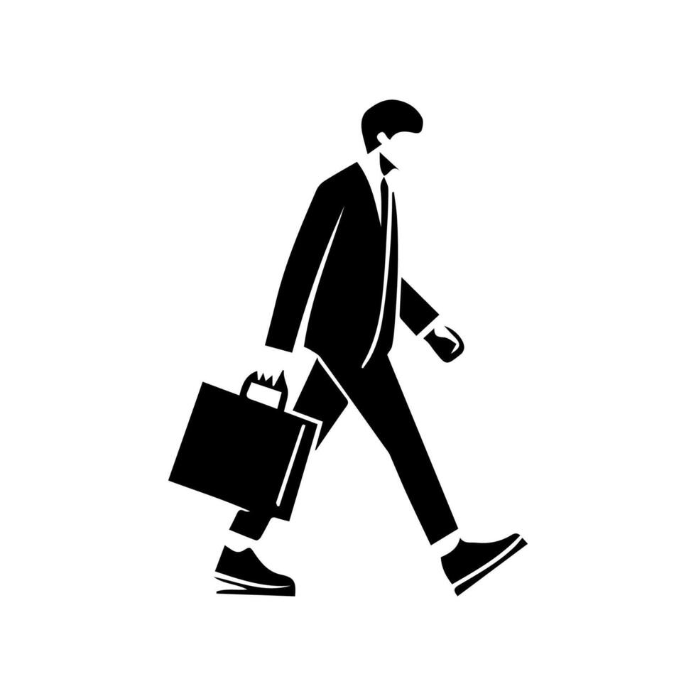 Man walking silhouettes on white background, Lifestyle man vector