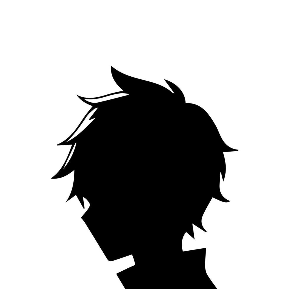 Anime head silhouette illustration with the object of a cool young man vector
