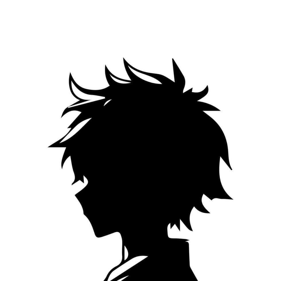 Anime Head silhouette, man anime style vector