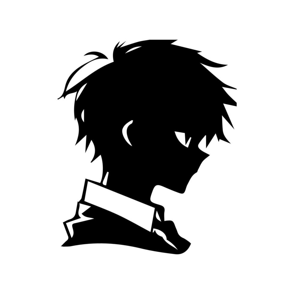 Anime head silhouette illustration with the object of a cool young man vector