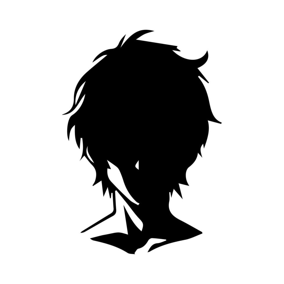Anime head silhouette illustration with the object of a cool young man vector