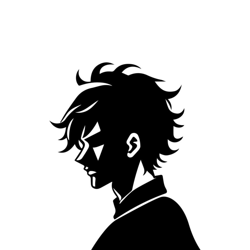 Anime Head silhouette, man anime style vector