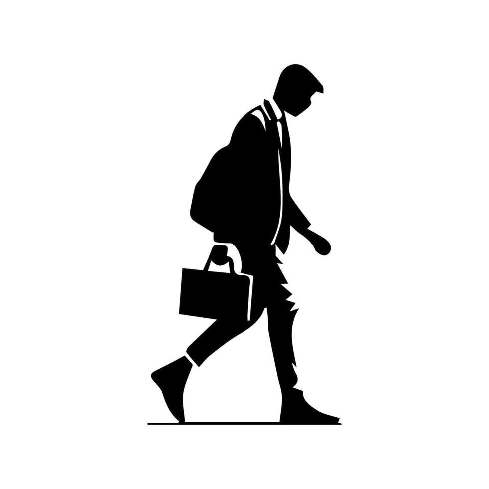 Man walking silhouettes on white background, Lifestyle man vector