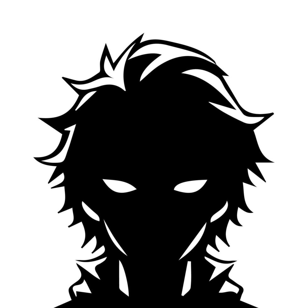 anime cabeza silueta, hombre anime estilo vector