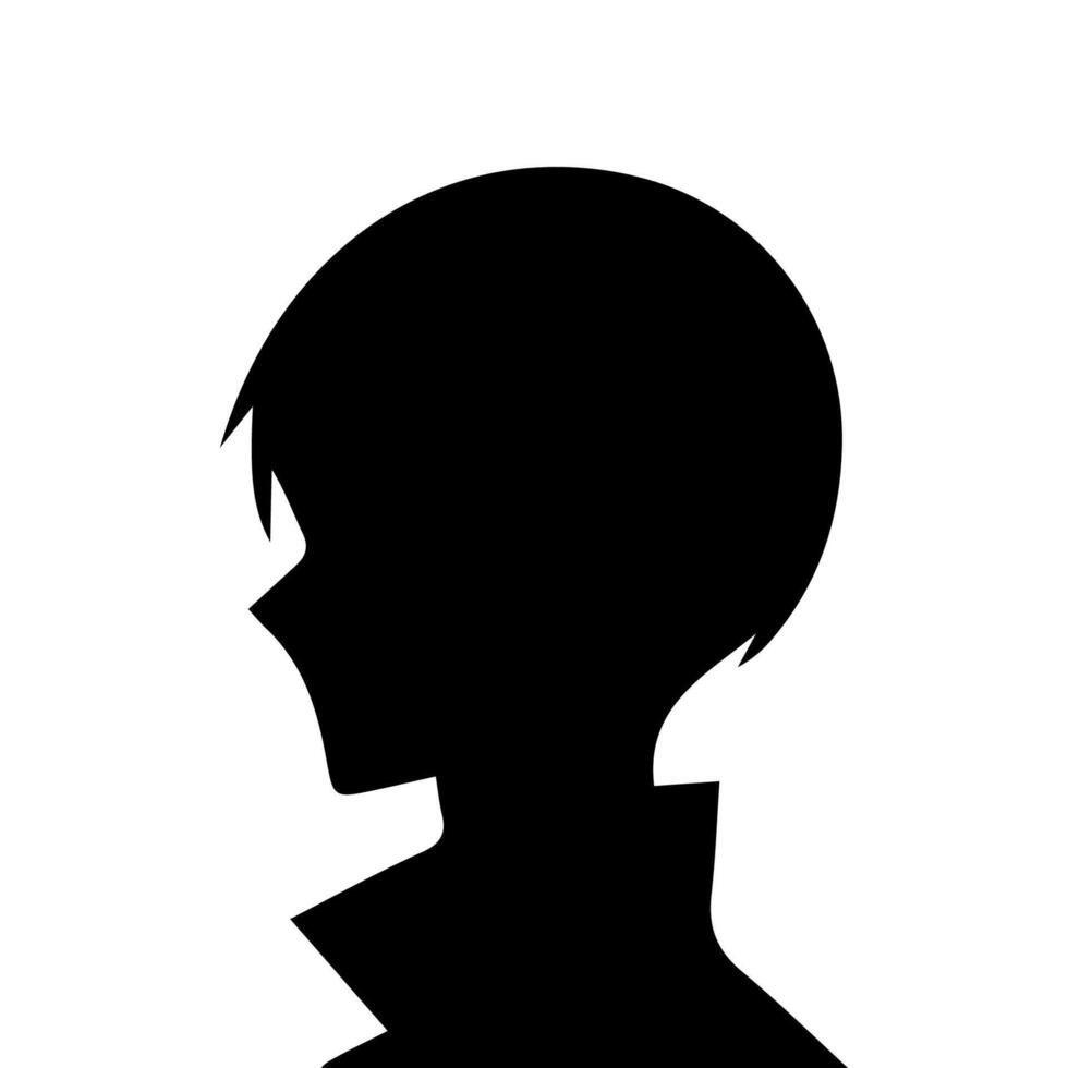 anime cabeza silueta, hombre anime estilo vector