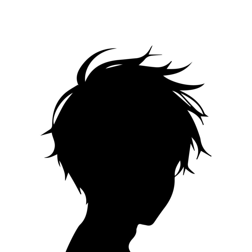 anime cabeza silueta, hombre anime estilo vector