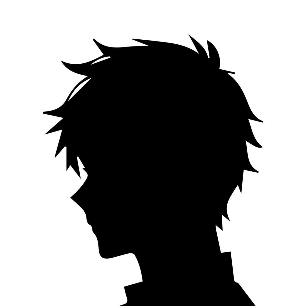 Anime head silhouette illustration with the object of a cool young man vector