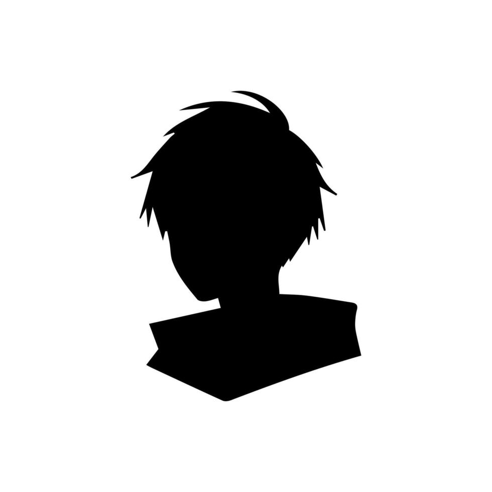 Anime head silhouette illustration with the object of a cool young man vector