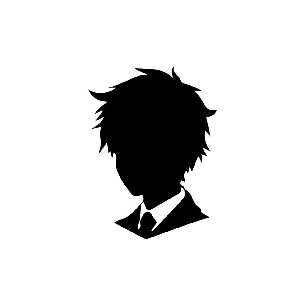 Anime head silhouette illustration with the object of a cool young man vector